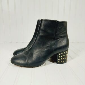 MAIDEN LANE BLACK LEATHER & STUDS Heeled Boots B68